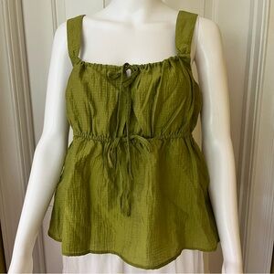 A New Day Women's Green Textured Tie-Front Sleeveless Tank Top Size Medium